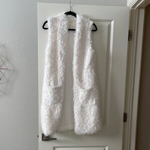 White Fuzzy Sleeveless Vest